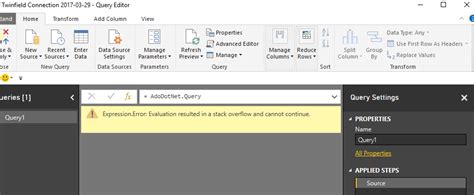 evaluation resulted in a stack overflow and cannot continue|Expression.Error: Evaluation resulted in a stack overflow and .